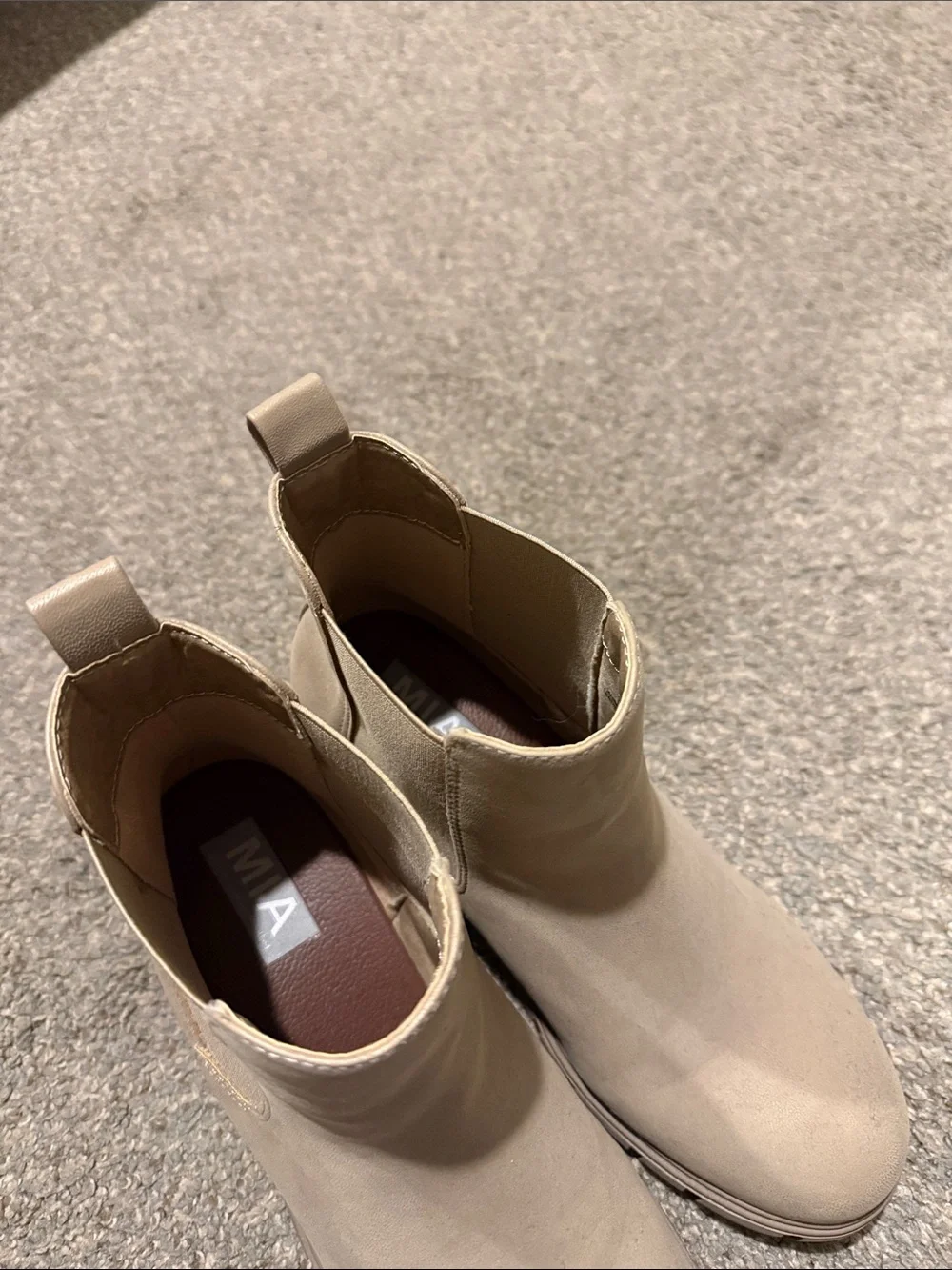 Chelsea Lug Booties in Taupe